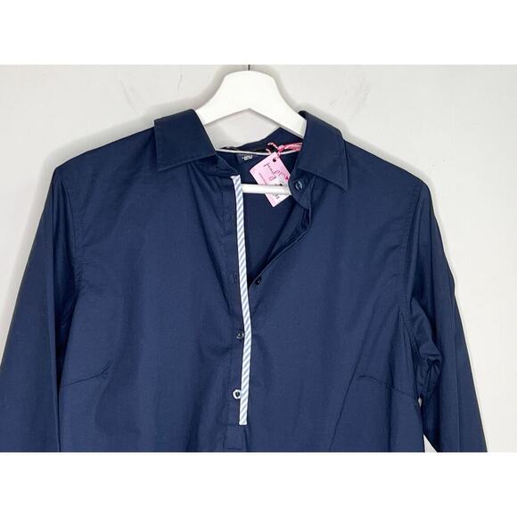 Pearly Vine Cotton Blend Long Sleeve Collared Shirt Top Navy Women's Size M NWT - Picture 2 of 8